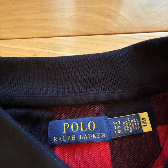 Ralph Lauren Tartan Plaid Polo Shirt Mens XLT Red Black Holiday Big And Tall - Picture 2 of 6